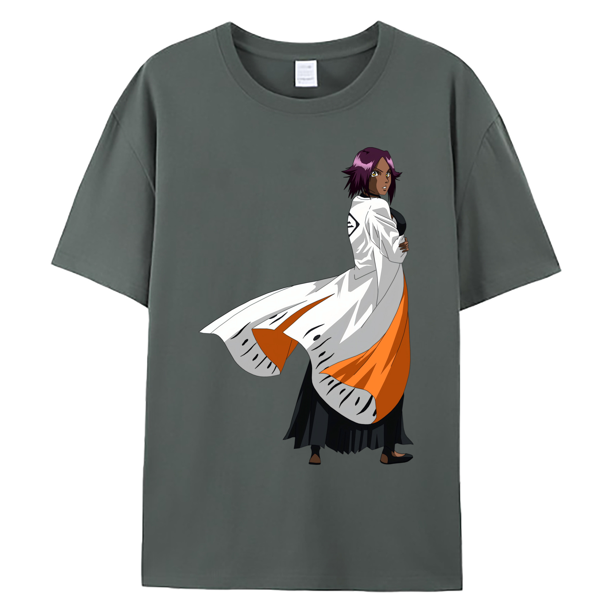 （画像用） ブリーチ 四楓院 夜一（しほういん よるいち） BLEACH Shihouin Yoruichi 綿100％ メンズ半袖Tシャツ｜肌触りやわらか＆通気性
